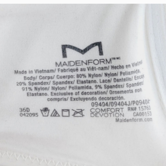 MAIDENFORM Full Coverage Comfort Devotion Bra 9404 Size 36D Excellent Condition - Picture 6 of 7